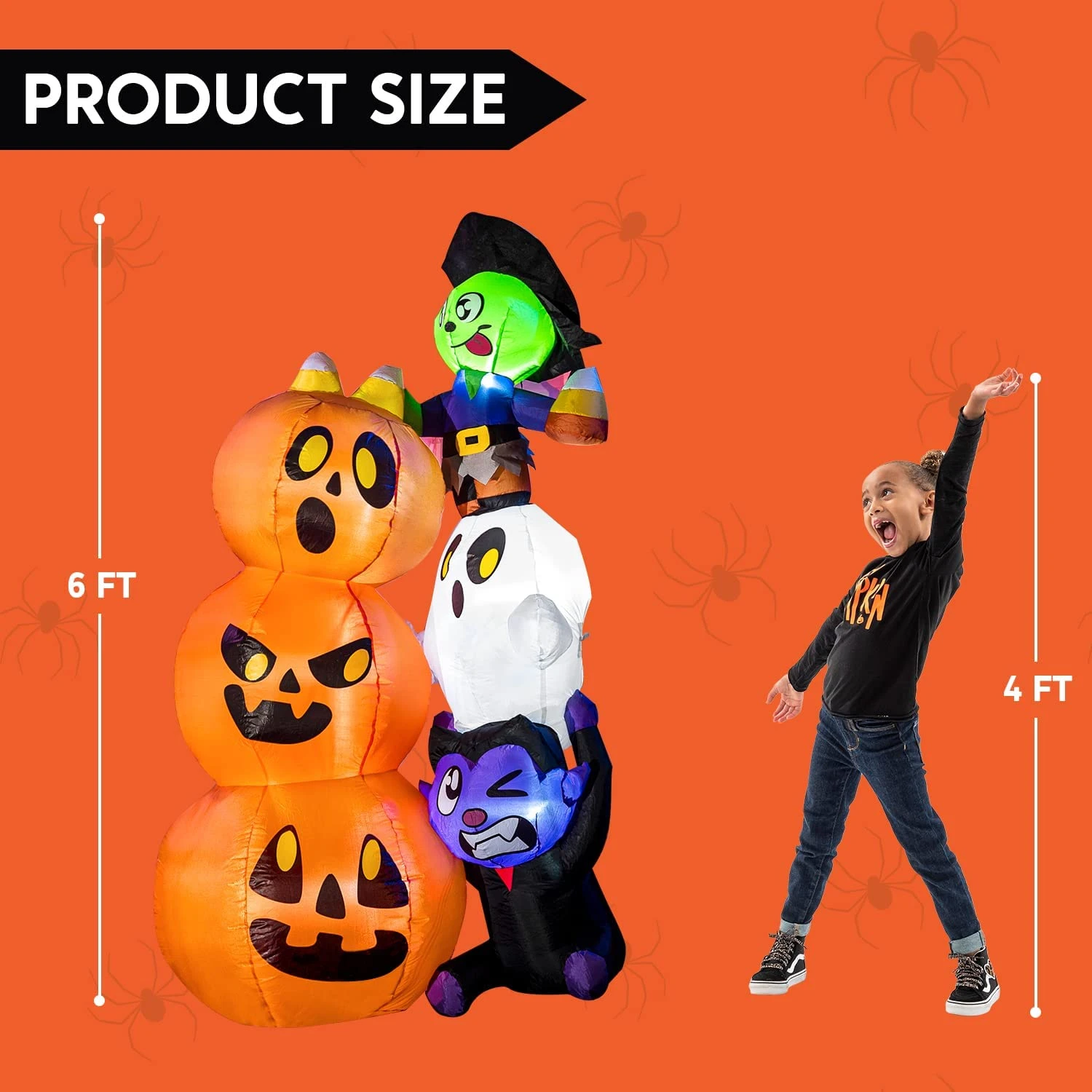 6ft Halloween Inflatable Stacked Characters 7 6ft Halloween Inflatable Stacked Characters - Image 5