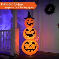 5ft LED Warm Yard Light - Tinsel Stacked Pumpkins -Halloween Decorations Store 71LkcD PoTL. AC SL1500
