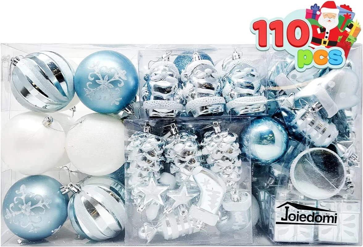 81 Pcs Assorted Shape Christmas Ornaments (Babyblue And White) - Image 3