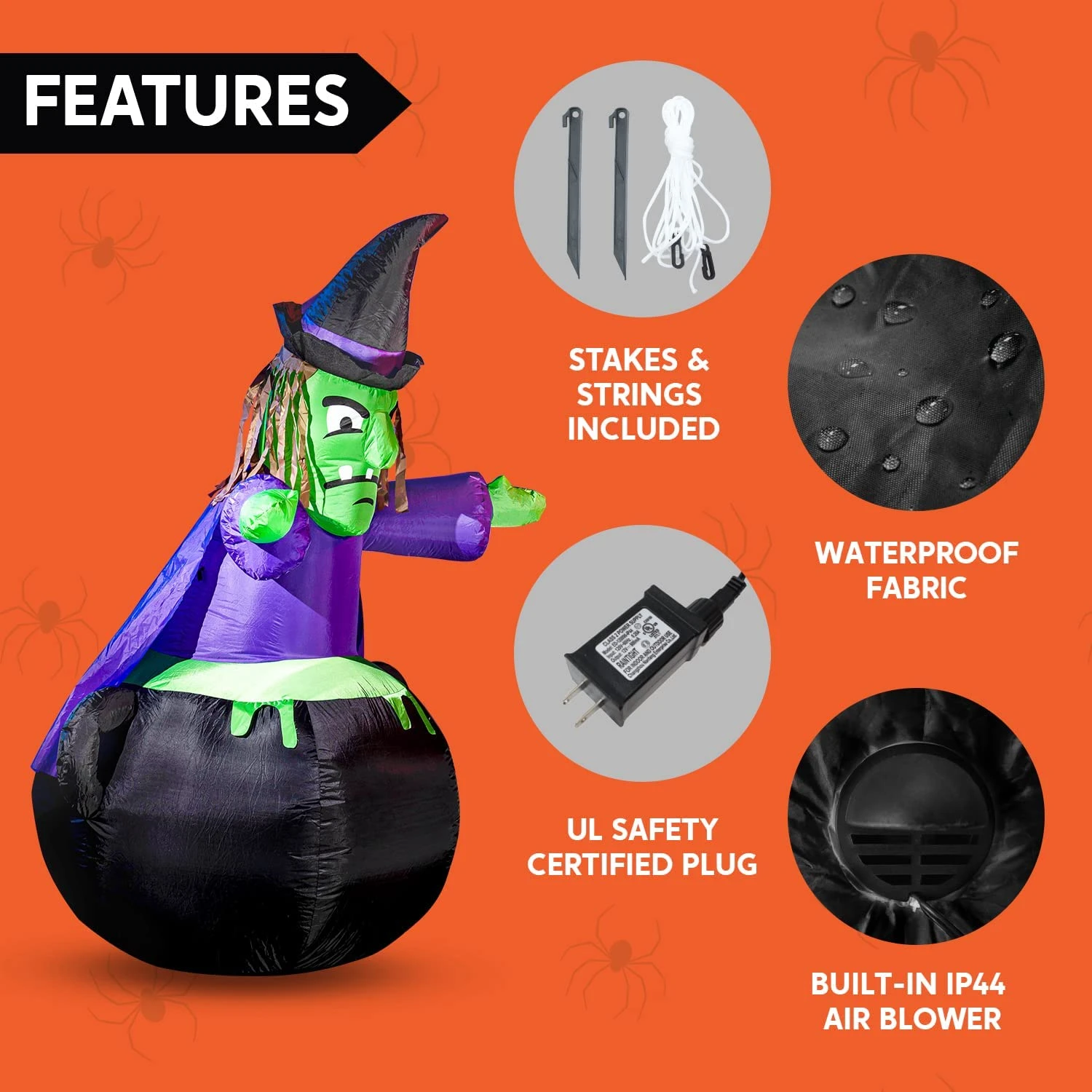 6ft Halloween Inflatable Witch In Cauldron - Image 6