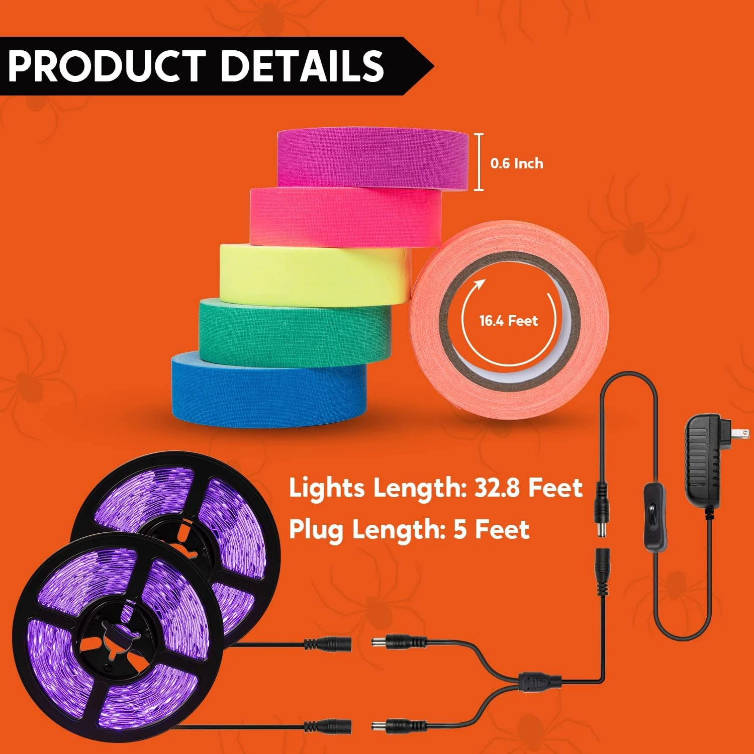 32.8ft LED Black Light Strip Kit With Blacklight Reactive UV Tape 8 32.8ft LED Black Light Strip Kit With Blacklight Reactive UV Tape - Image 6