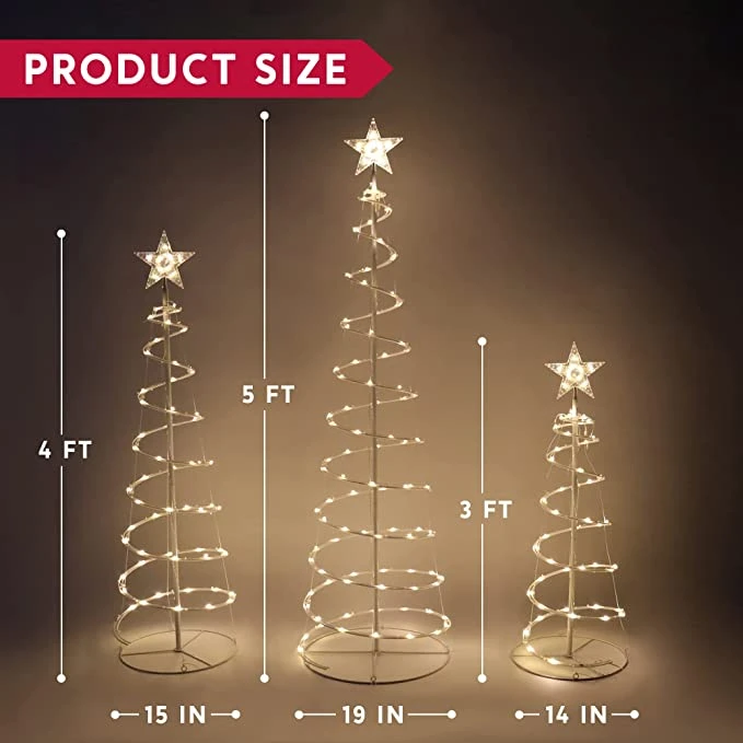 3 Packs Lighted Spiral Christmas Tree Set - Image 7