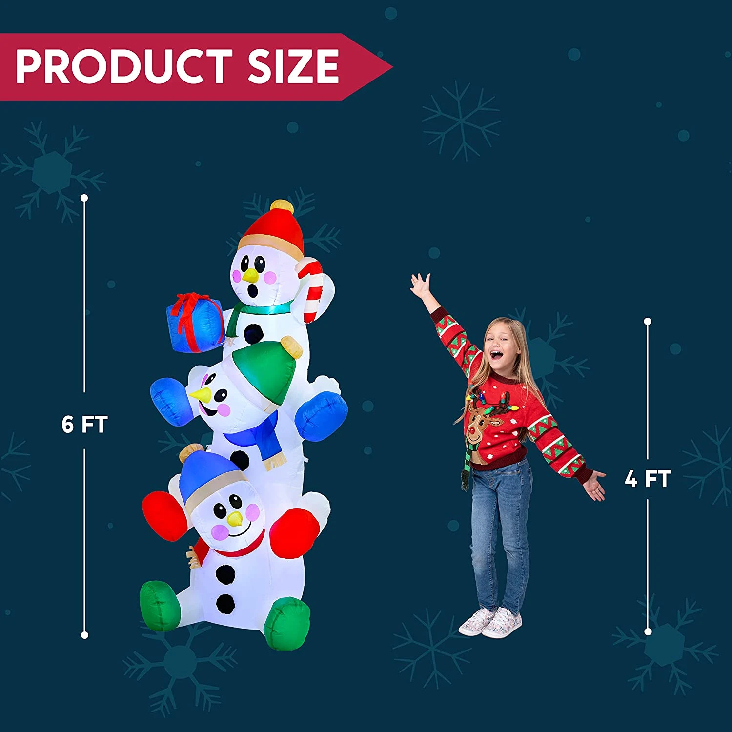Large Snowman Inflatable (6 Ft) - Image 5