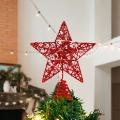 Glitter Red Star Tree Topper