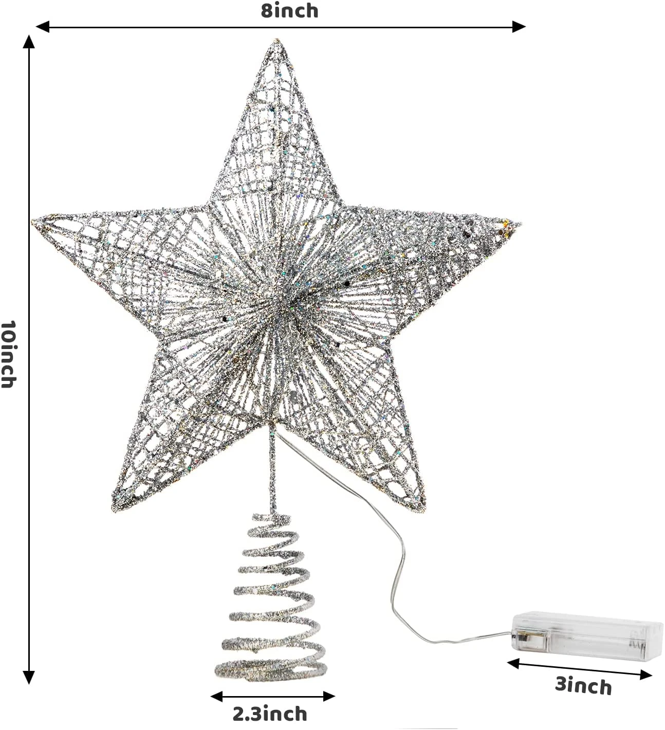 Silver Star Tree Topper, White - Image 4