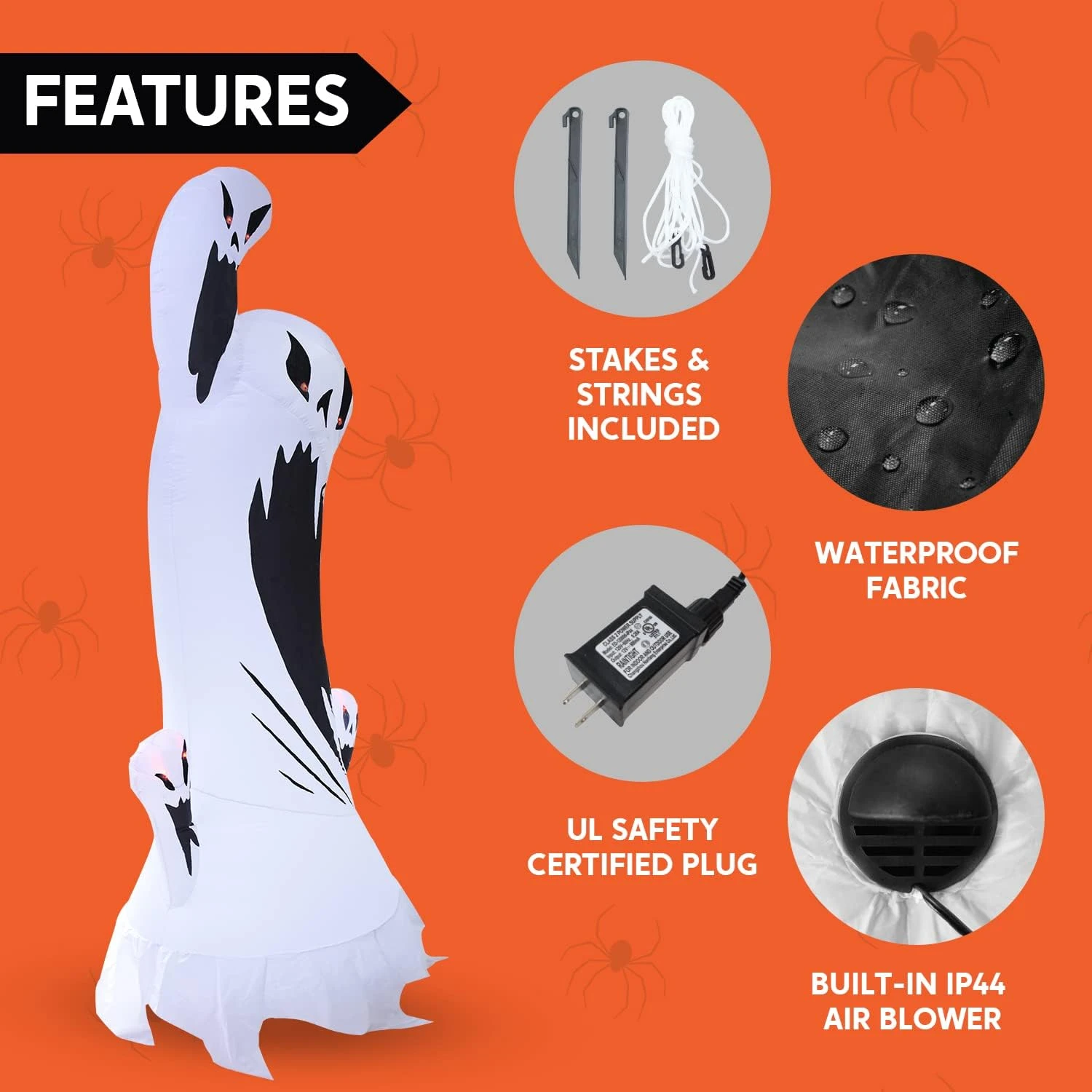 10ft Tall Scary Swirly Ghost With Animated Light - Image 6