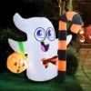 Tall Halloween Cute Ghost Inflatable Halloween Candy Cane (3.5 Ft)