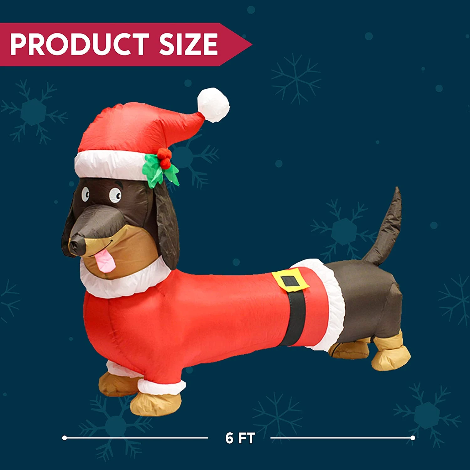 Tall Santa's 'Lil Helper Dachshund Inflatable (5ft) - Image 6