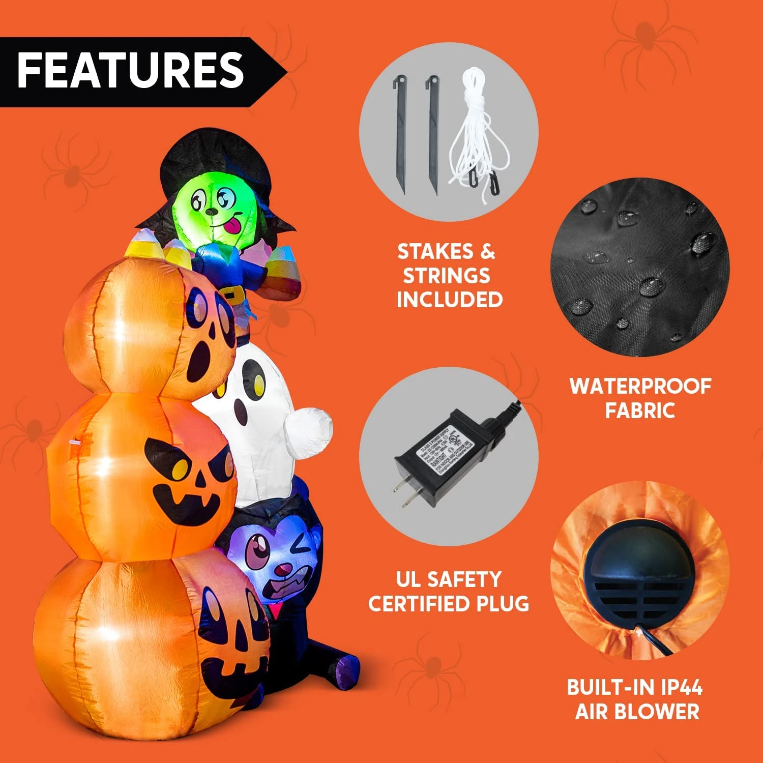 6ft Halloween Inflatable Stacked Characters 8 6ft Halloween Inflatable Stacked Characters - Image 6