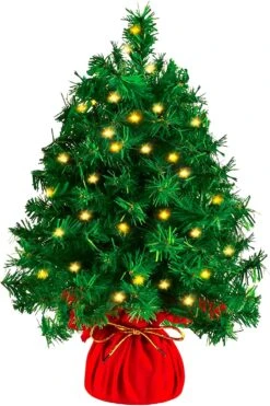 Tabletop Mini Christmas Tree Prelit With 45 Clear LED Lights(8 Light Modes)