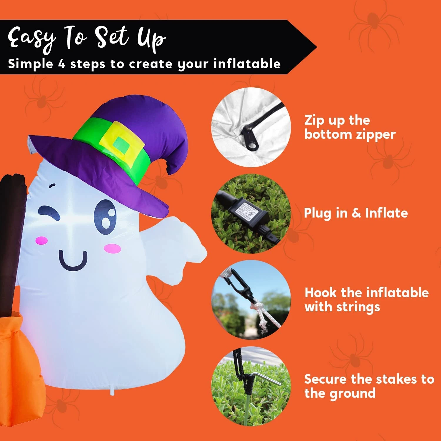 Halloween Wizard Cute Ghost Inflatable With Build-in LEDs - Image 7