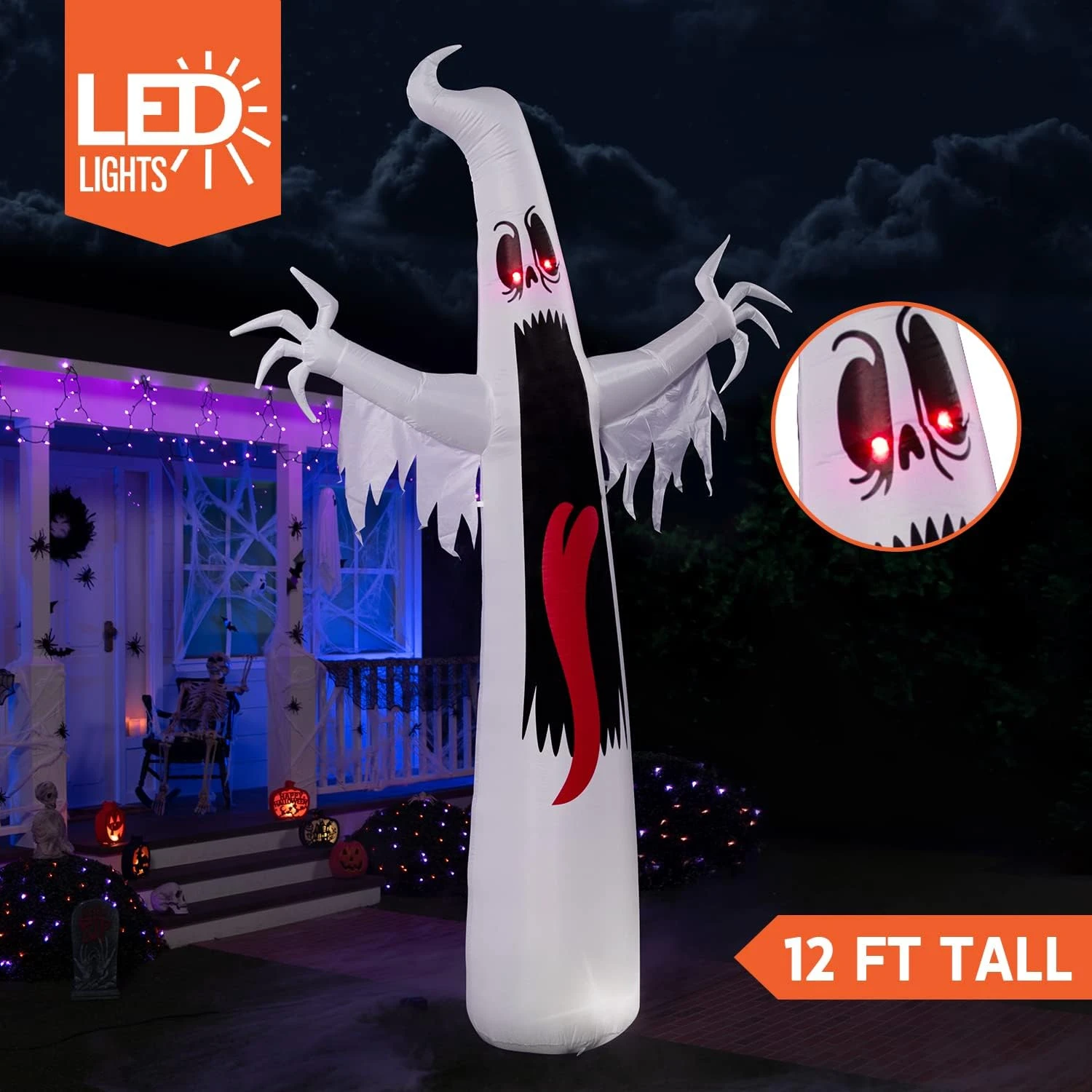 12 Ft Tall Giant Ghost Halloween Inflatable - Image 2