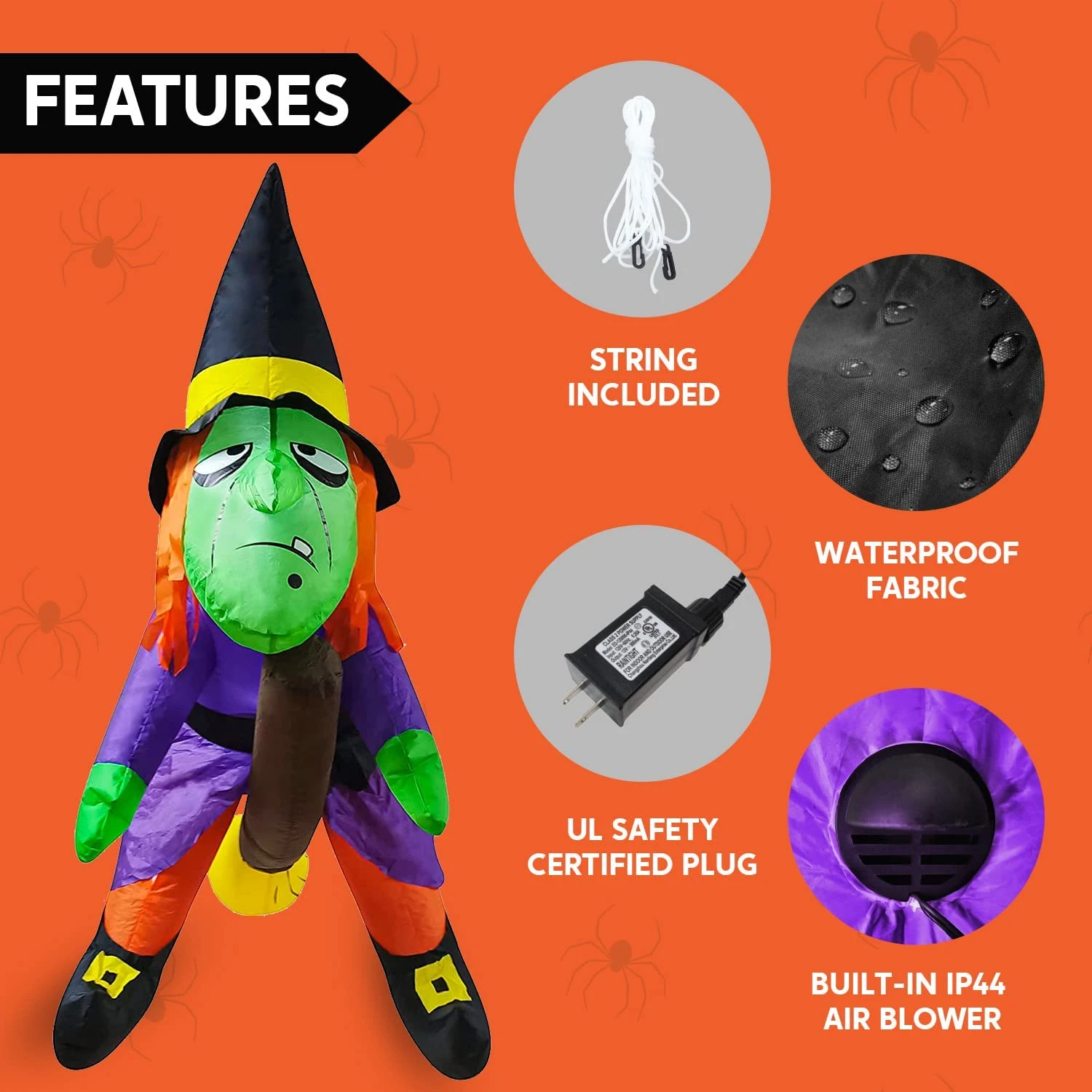 4ft Halloween Inflatable Witch Hanging On Branch 8 4ft Halloween Inflatable Witch Hanging On Branch - Image 6