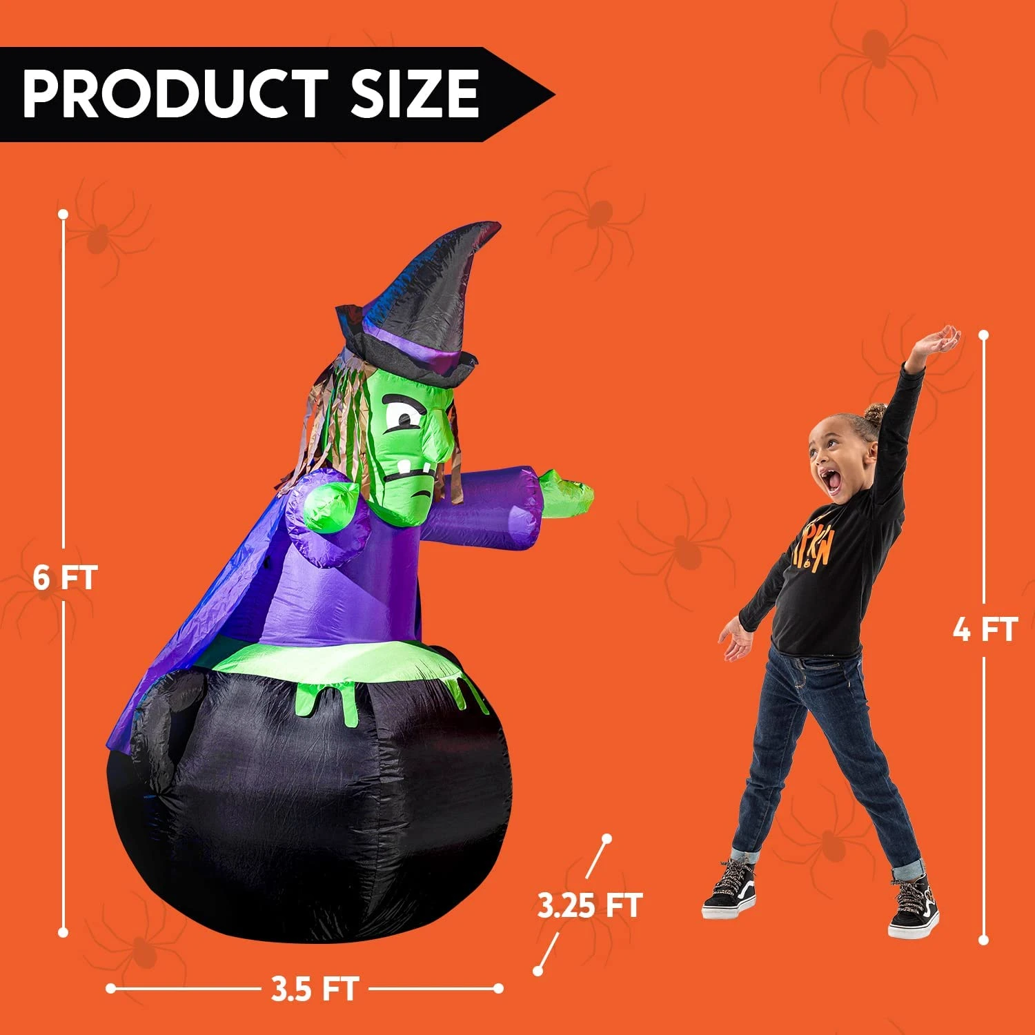 6ft Halloween Inflatable Witch In Cauldron - Image 5