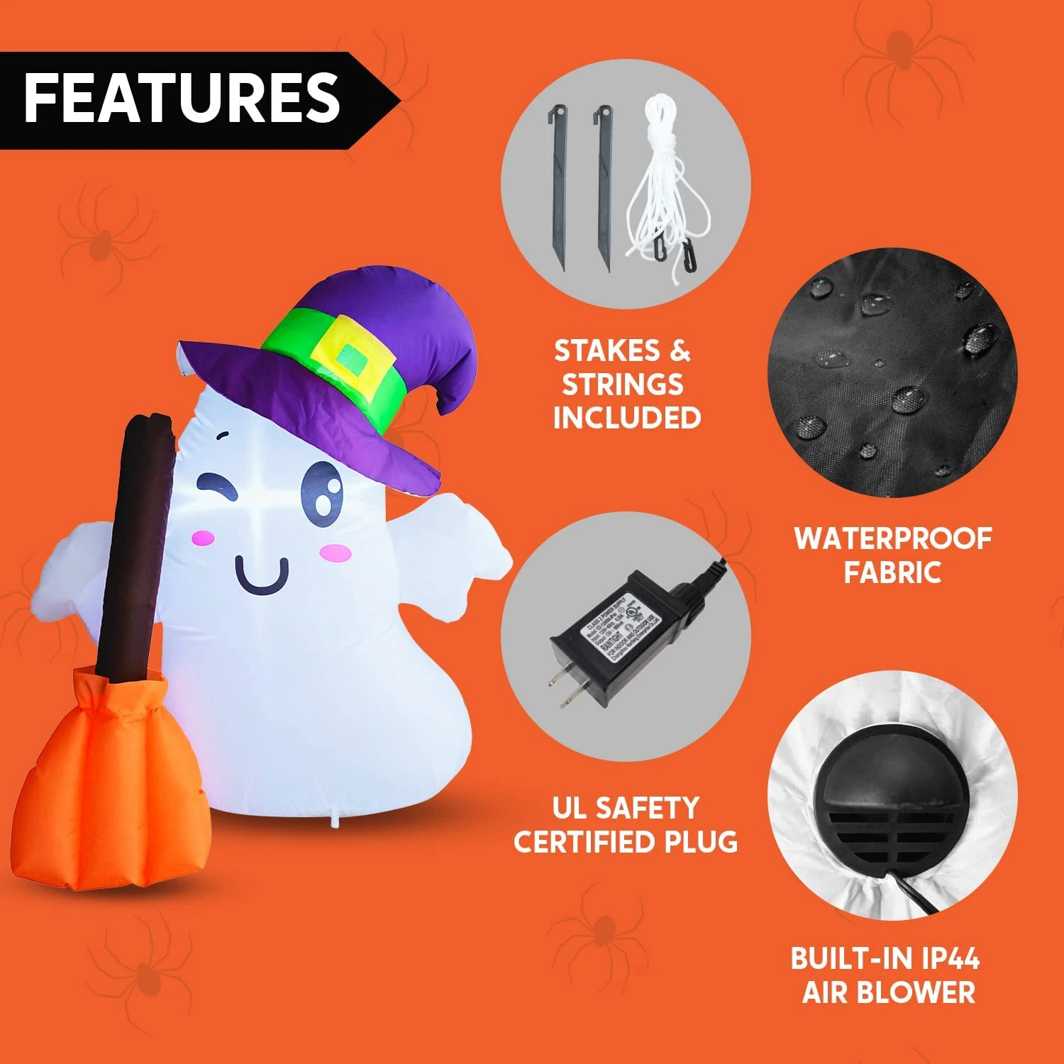 Halloween Wizard Cute Ghost Inflatable With Build-in LEDs - Image 6