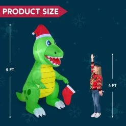 6 FT Tall Inflatable Dinosaur Holding A Christmas Stocking With Build-in LEDs 15 6 FT Tall Inflatable Dinosaur Holding A Christmas Stocking With Build-in LEDs -Halloween Decorations Store 71lIJNgnhrL. AC SL1500