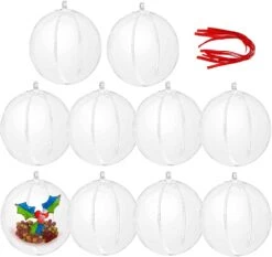 3.15in Plastic Fillable Christmas Ball Ornaments, 10 Pcs