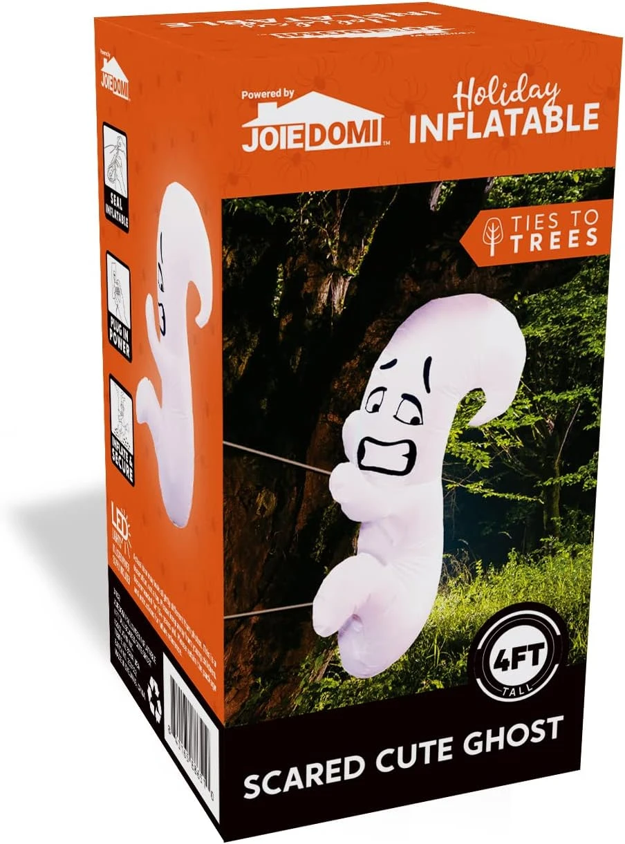 4 Ft Tall Scared Cute Ghost Hugging Tree Halloween Inflatable 10 4 Ft Tall Scared Cute Ghost Hugging Tree Halloween Inflatable - Image 8