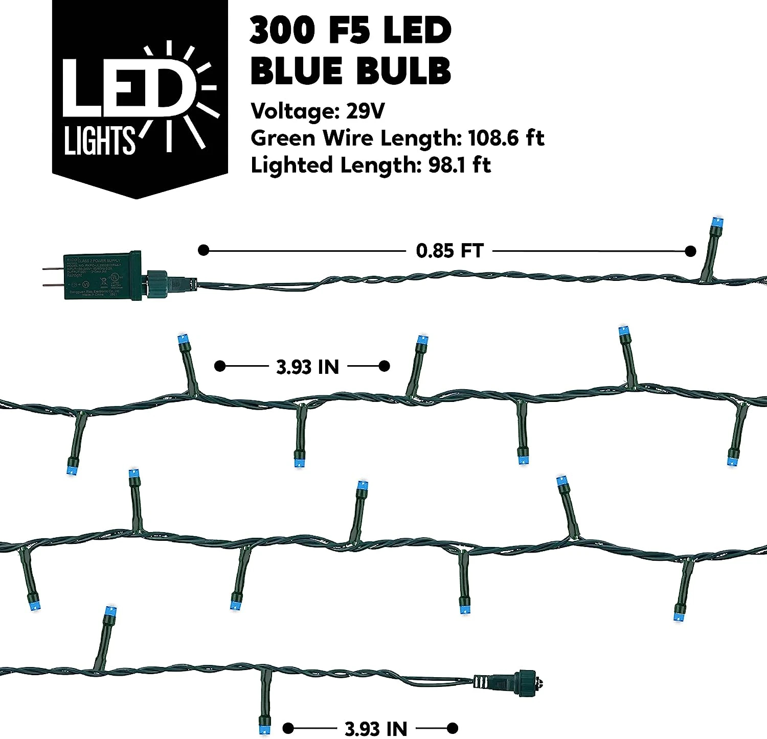 300-Count Blue LED Mini String Lights, 8 Modes - Image 4