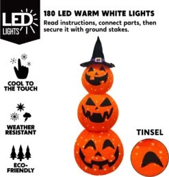 5ft LED Warm Yard Light - Tinsel Stacked Pumpkins -Halloween Decorations Store 71oym1JKJ6L. AC SL1500