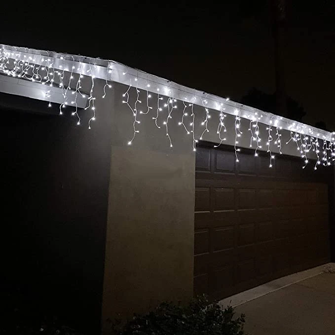 100 LED Christmas Icicle Lights Cool White - Image 3