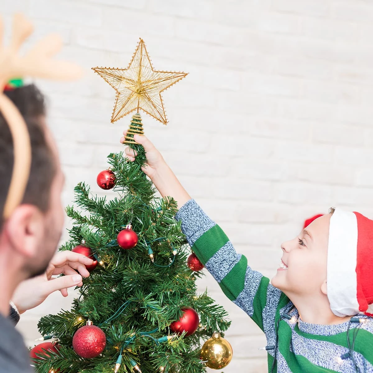 Christmas Tree Toppers, Gold Star Tree Topper Lighted With Warm White LED Lights - Image 8