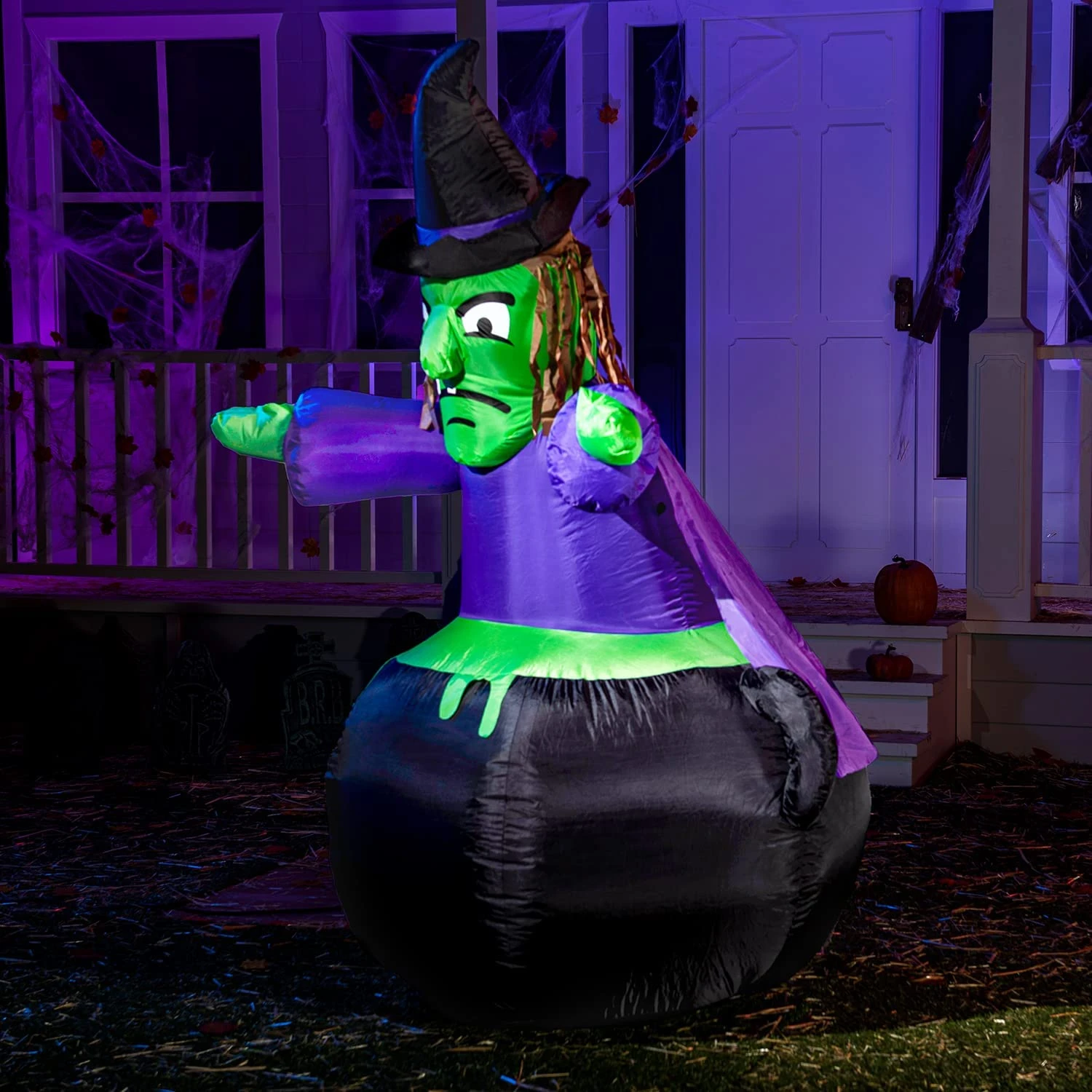 6ft Halloween Inflatable Witch In Cauldron - Image 4