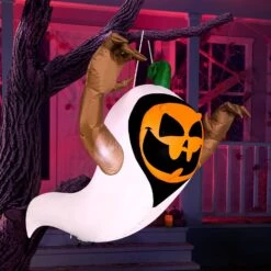 4ft Halloween Inflatable Pumpkin In A Ghost Costume