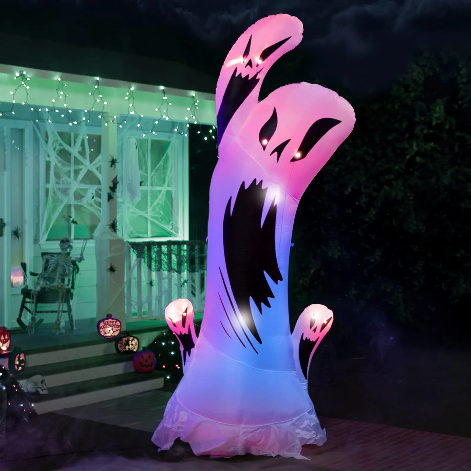 10ft Tall Scary Swirly Ghost With Animated Light