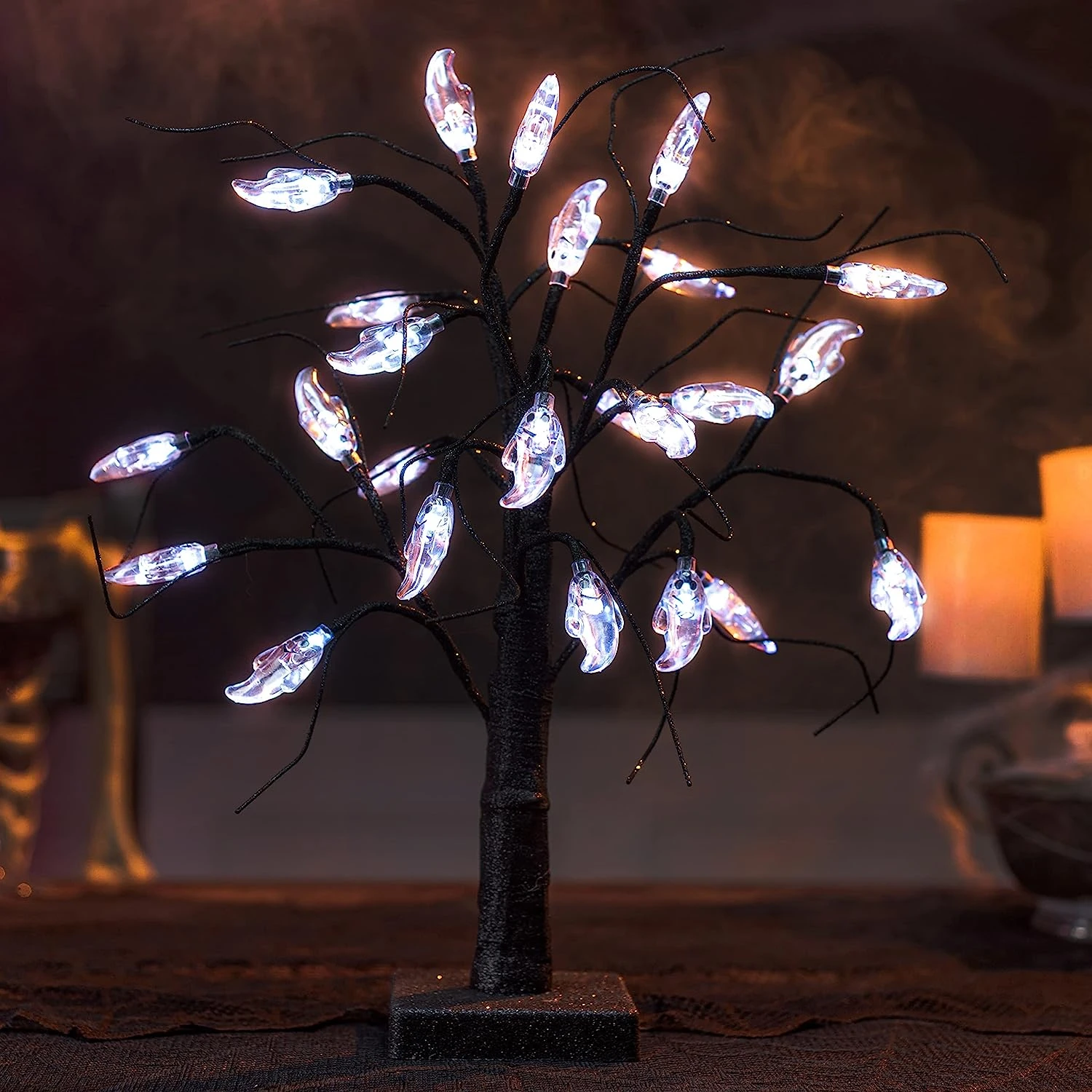 1.5ft LED Glitter Tree - White Ghost