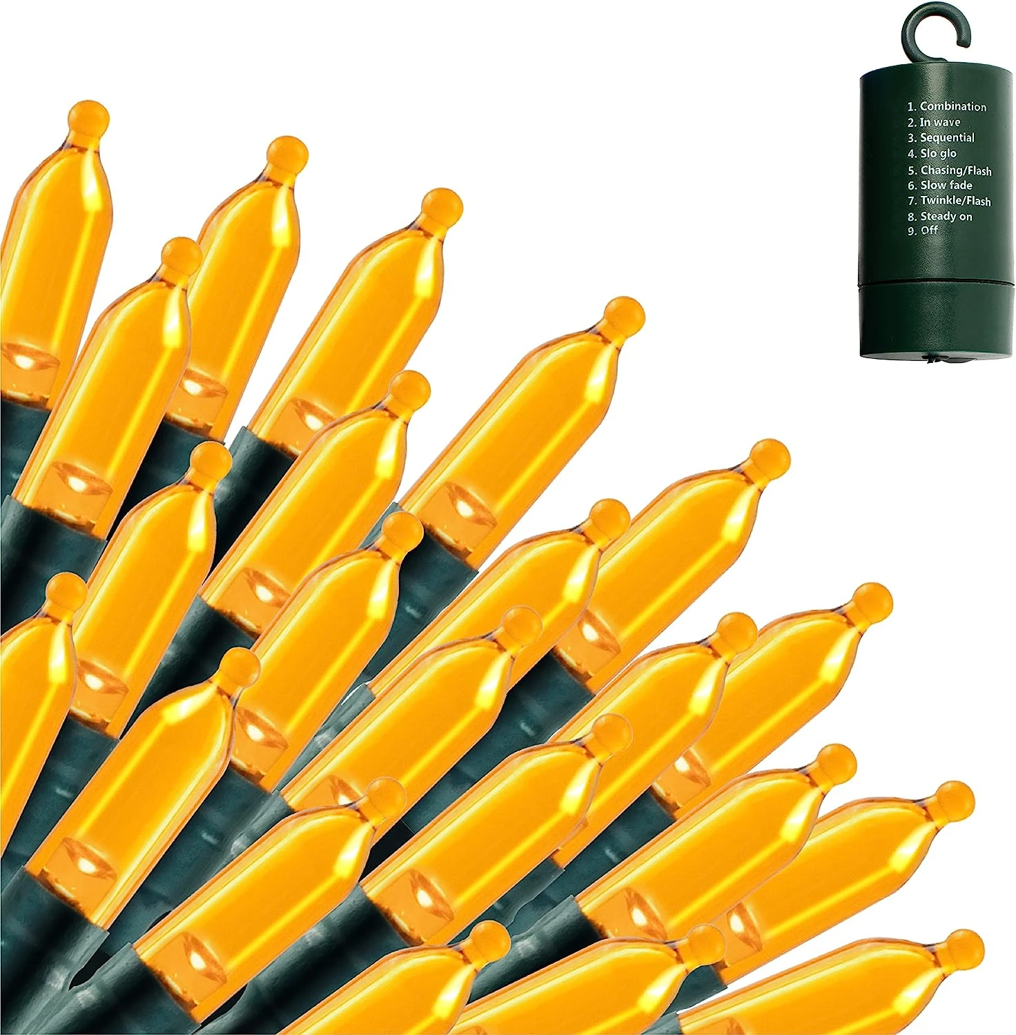 100 Orange LED Green Wire String Lights