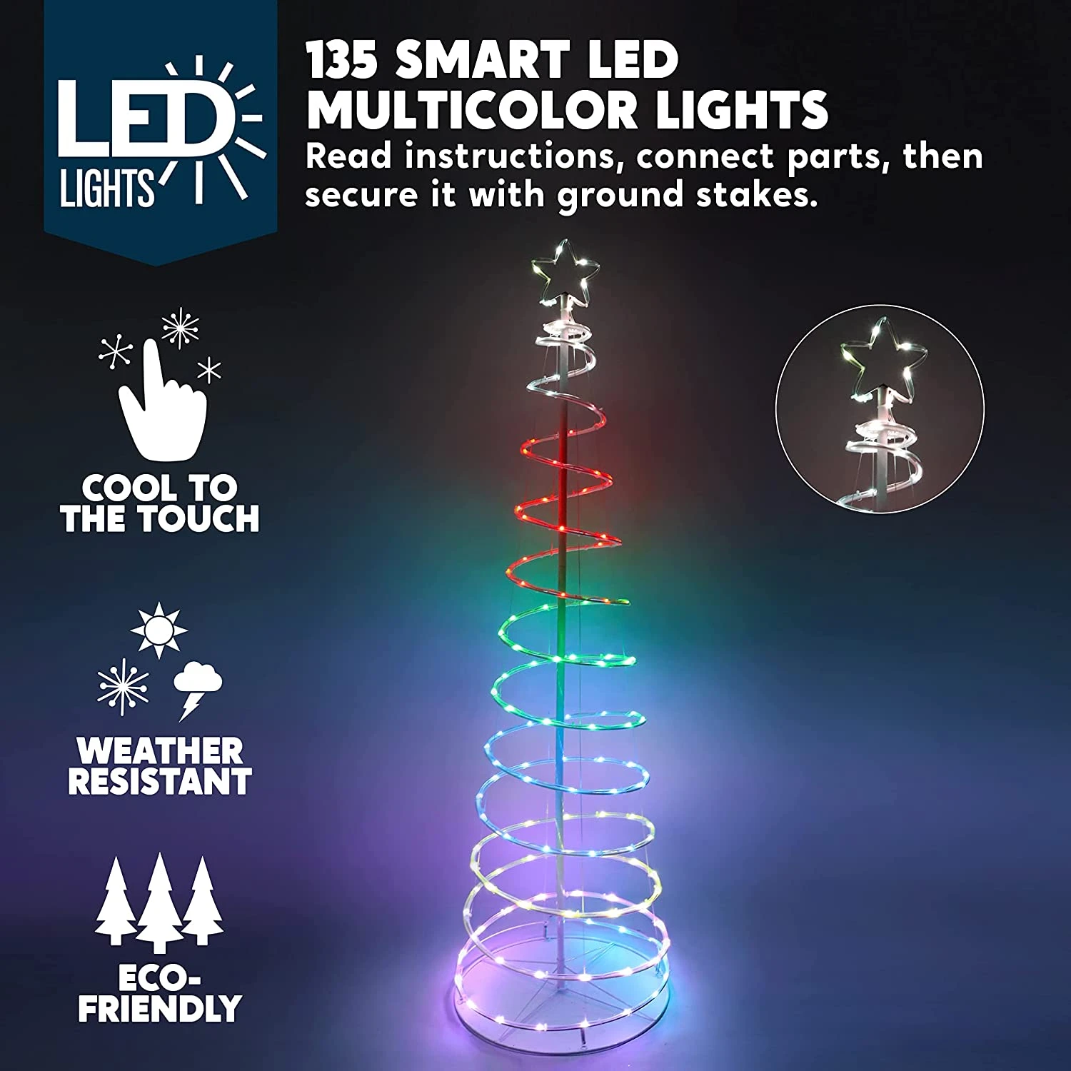 6ft Smart Animated Lightshow Spiral Christmas Tree 5 6ft Smart Animated Lightshow Spiral Christmas Tree - Image 3