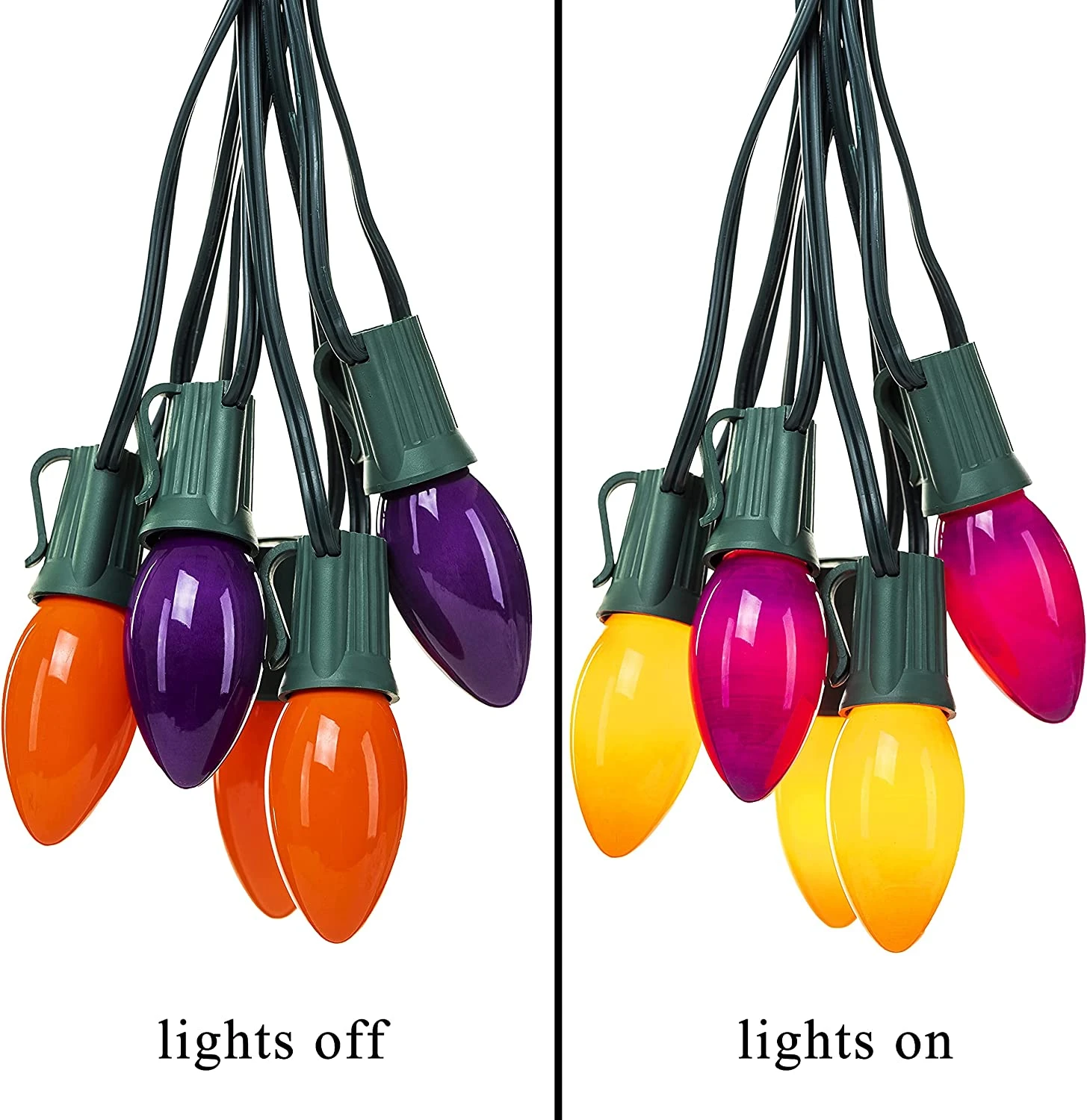 C9 Incandescent Green Wire Pathway Lights (Orange & Purple), 10 Pcs - Image 5