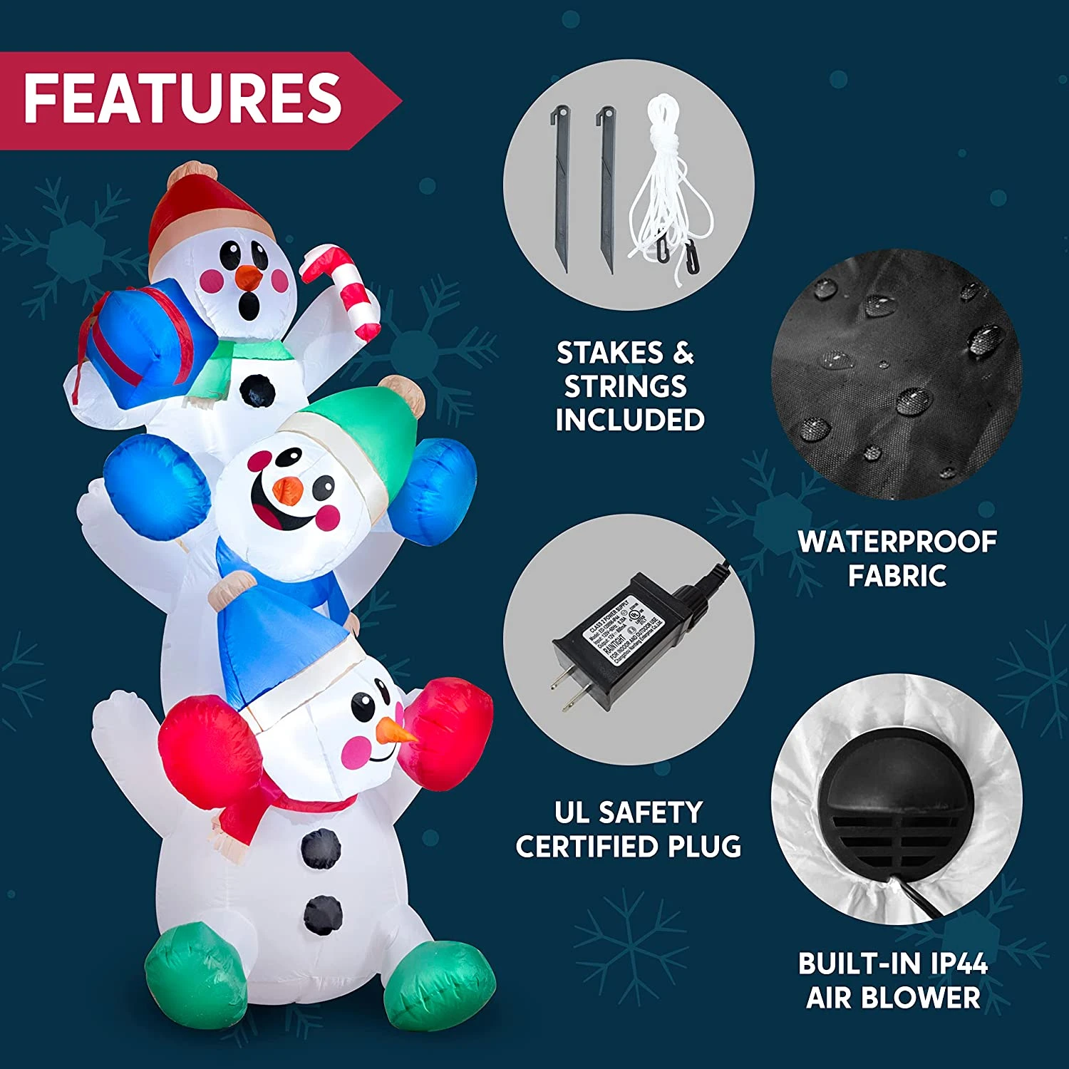 Large Snowman Inflatable (6 Ft) - Image 6