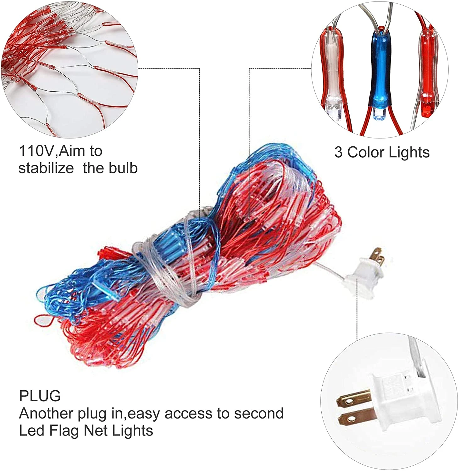 420 LED American Flag Net Lights, 2 Pack - Image 4