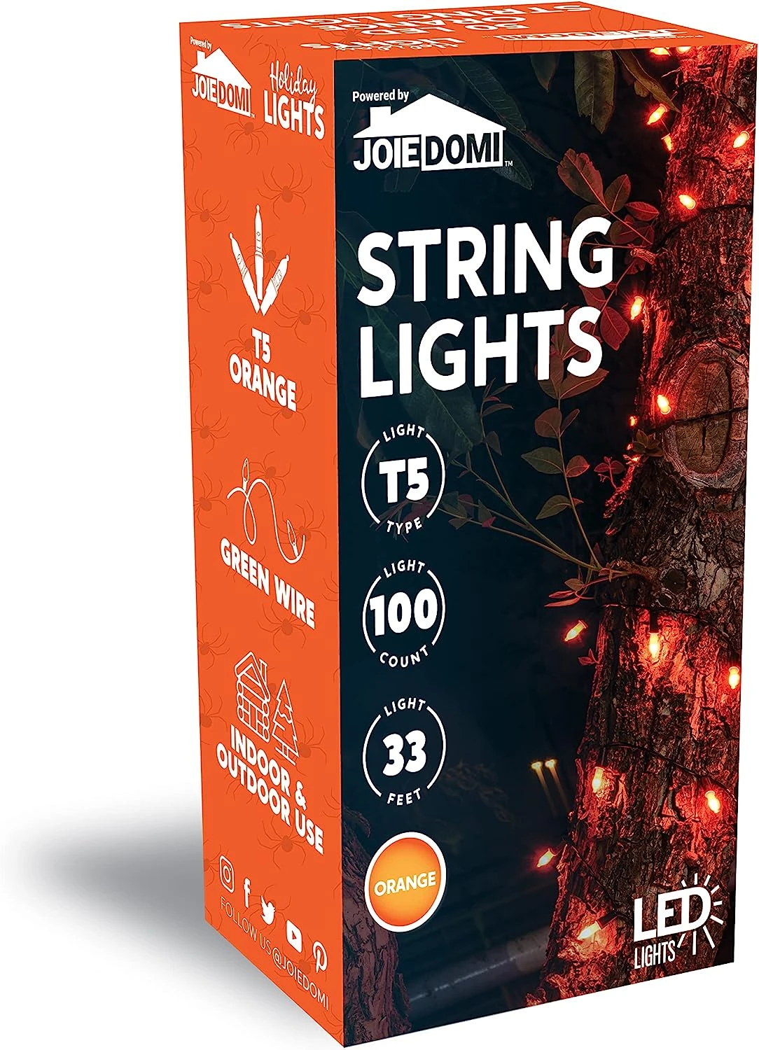 100 Orange LED Green Wire String Lights - Image 7
