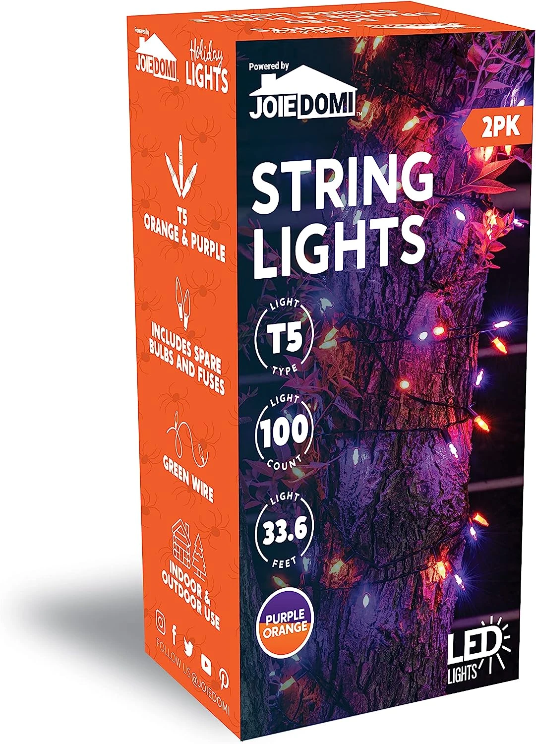 17.3 FT Battery Powered Orange & Purple Wire String Lights - Image 7