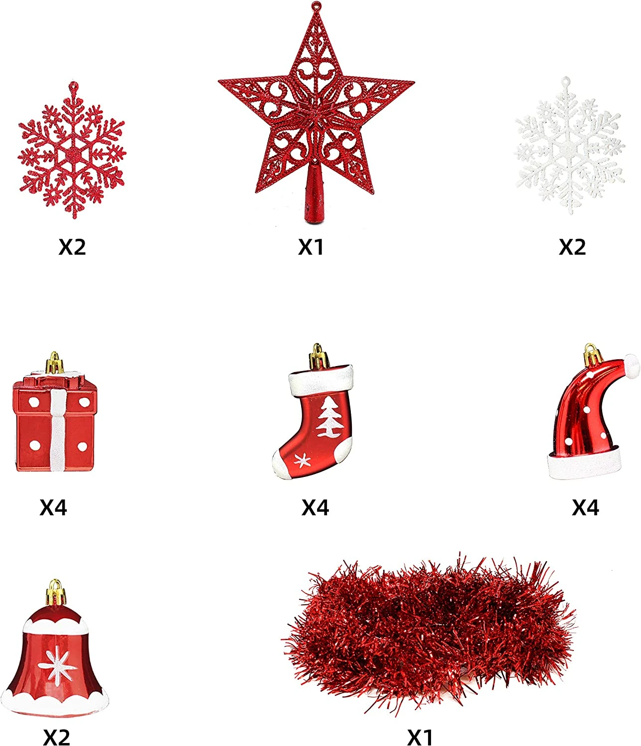 112 Pcs Red And White Christmas Ornaments - Image 4