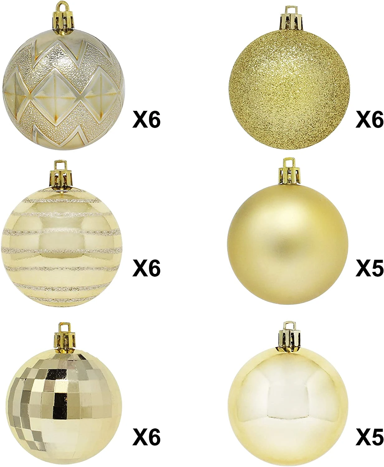 34 Pcs Christmas Ball Ornaments (Gold) - Image 2