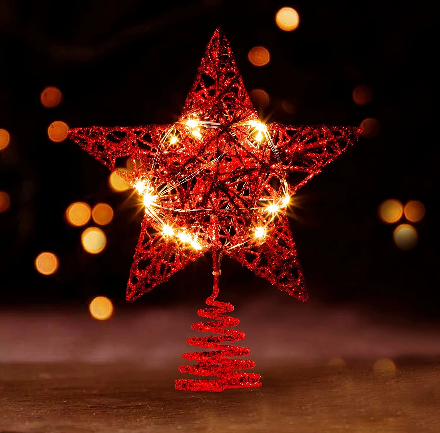Glitter Red Star Tree Topper 4 Glitter Red Star Tree Topper - Image 2