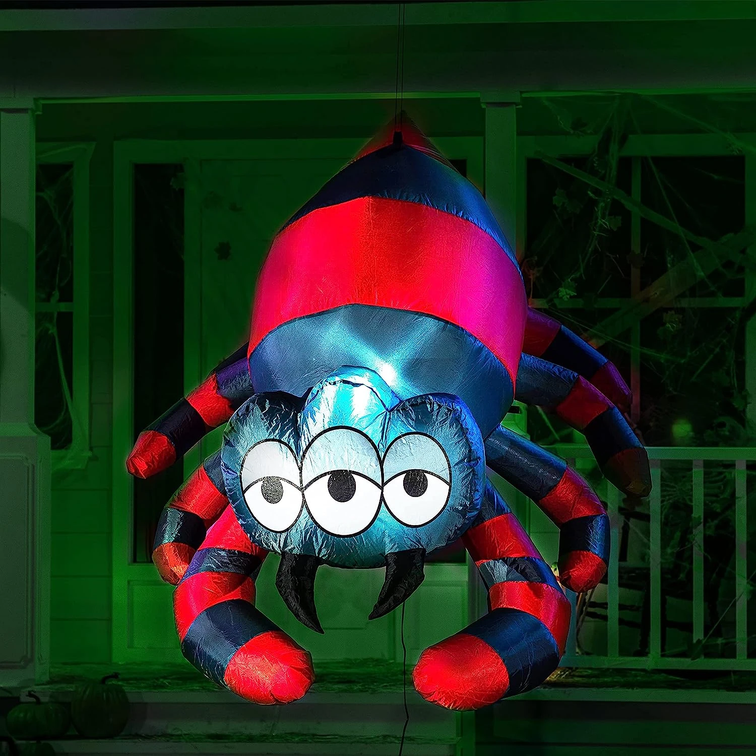5ft Halloween Three Eyed Hanging Spider - Image 3
