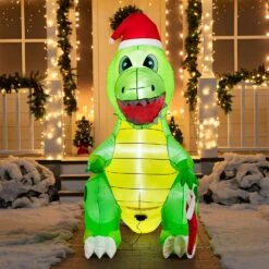 6 FT Tall Inflatable Dinosaur Holding A Christmas Stocking With Build-in LEDs 14 6 FT Tall Inflatable Dinosaur Holding A Christmas Stocking With Build-in LEDs -Halloween Decorations Store 81I5YDQ0S3L. AC SL1500