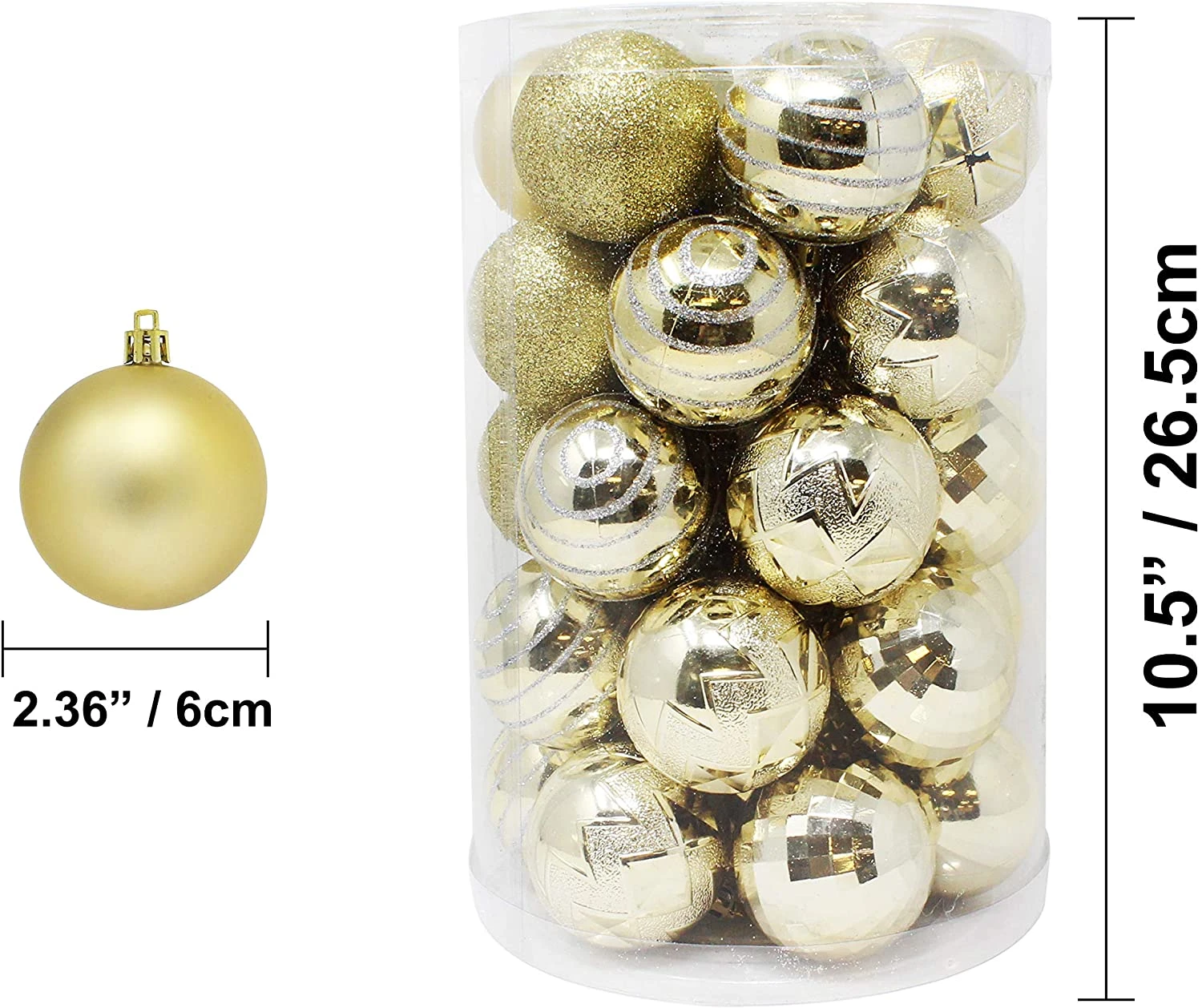 34 Pcs Christmas Ball Ornaments (Gold) - Image 3