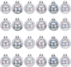 24Pcs Chrome Plastic Clear Ball Ornaments With Filling