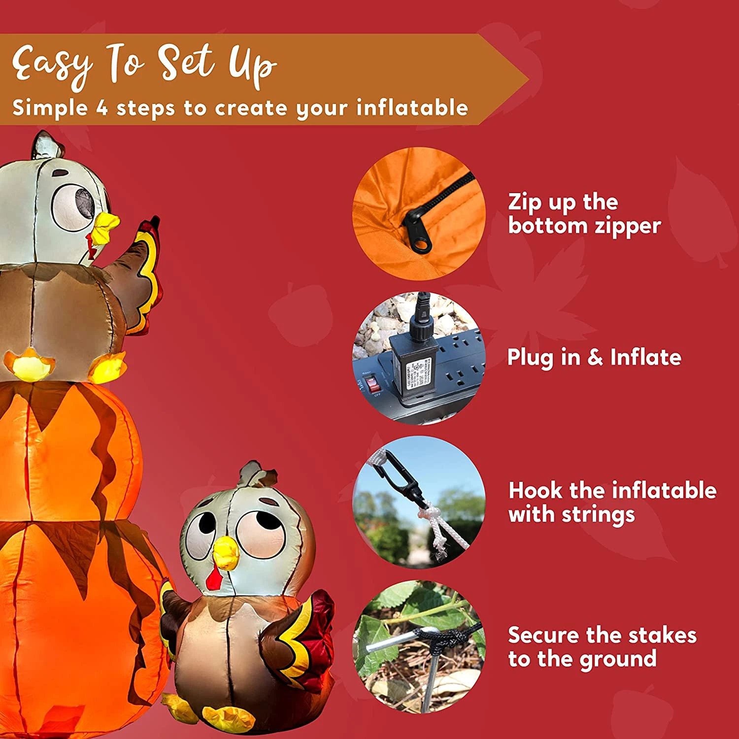 6ft Inflatable Stacking Pumpkin Turkey - Image 7