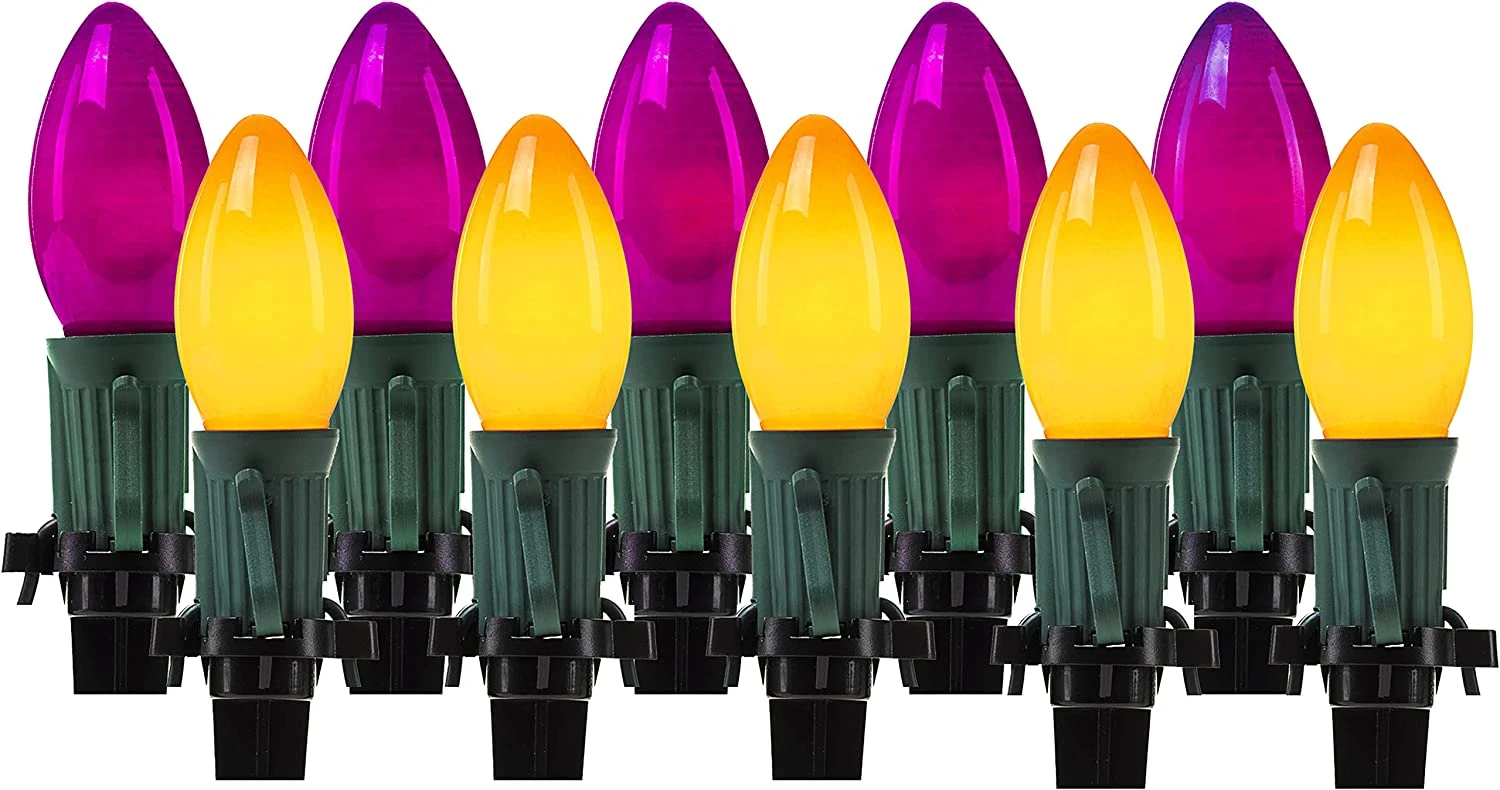 C9 Incandescent Green Wire Pathway Lights (Orange & Purple), 10 Pcs - Image 4