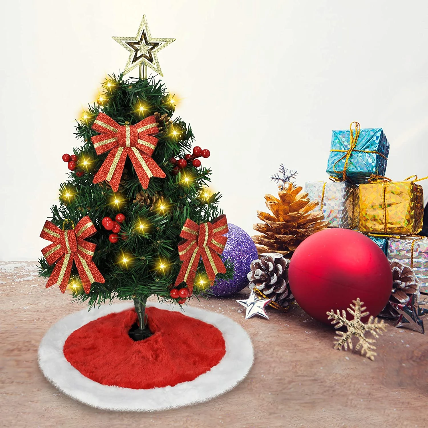 24in Prelit Tabletop Christmas Tree With Tree Skirt - Image 3