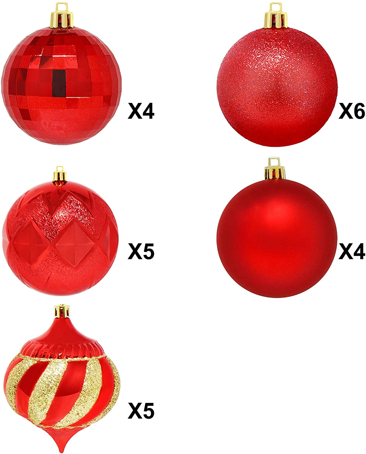 24 Pcs Christmas Ball Ornaments (Red) 4 24 Pcs Christmas Ball Ornaments (Red) - Image 2