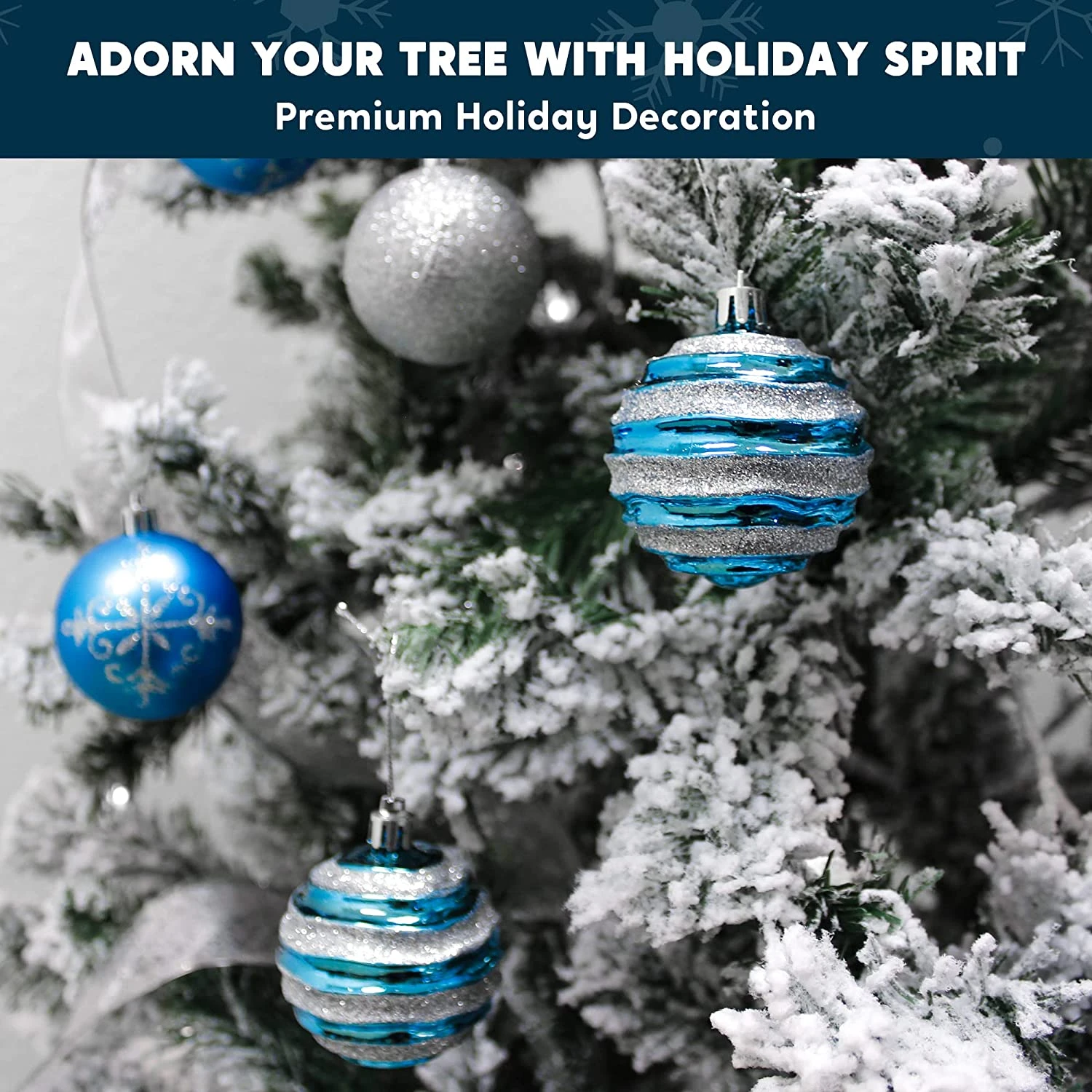 36 Pieces Blue And Silver Christmas Ornaments - Image 3