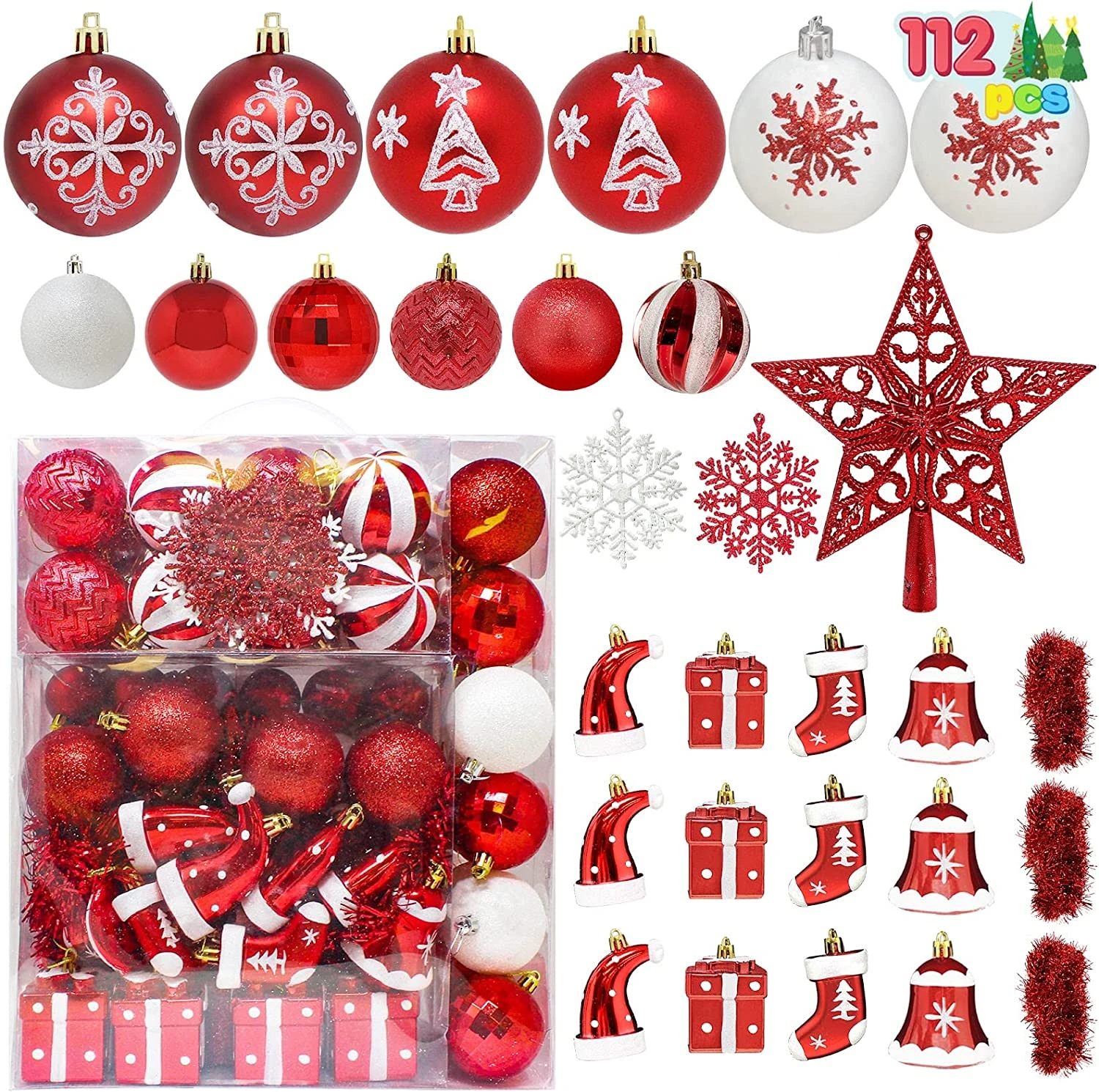 112 Pcs Red And White Christmas Ornaments - Image 2